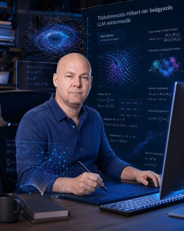 Home Róth Miklós SEO és AI Visibility stratéga, többdimenziós Hilbert-tér beágyazási és LLM-vektormező vizualizáció előtt